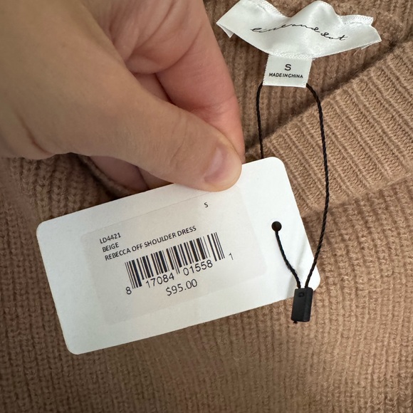 Line & Dot Revolve Rebecca Women's Off-Shoulder Sweater Dress Tan Natural Small - Picture 6 of 7